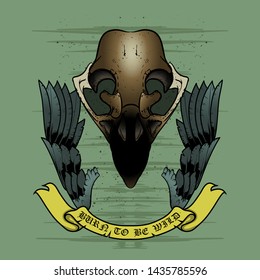 bird skull grunge vector art