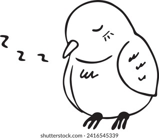 Bird sleeping, vector coloring illustration