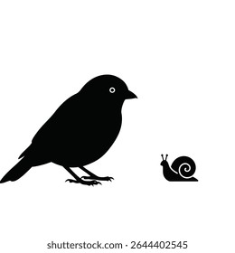 Bird and snail silhouette minimalist design