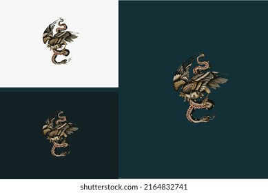 bird and snake vector flat design
