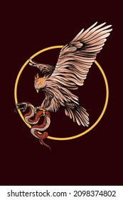 Bird with snake vector illustration