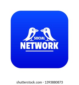 Bird social network icon blue vector isolated on white background
