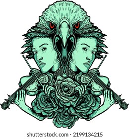 Bird song with vector art