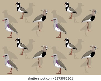 Bird Southern Lapwing Cartoon Cute Seamless Wallpaper Background