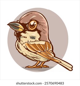 bird  Sparrow cartoon vector with white background