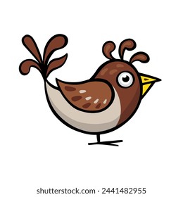 Dibujo de pájaro gorrión de color, ilustración vectorial dibujado a mano