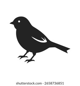 Bird sparrow icon silhouette. Vector logo of a bird standing. Illustration side view isolated on white background.