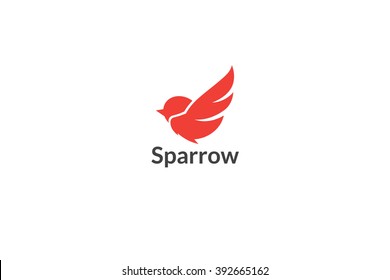 Bird, sparrow, stylized vector logo