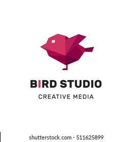 Bird, sparrow, stylized vector logo. Creative geometric polygonal logotype idea.