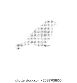 The bird sparrow symbol filled with black dots. Pointillism style. Vector illustration on white background