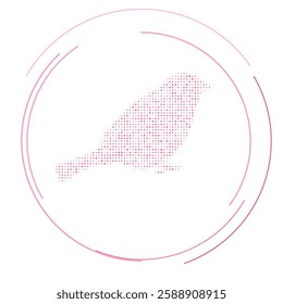 The bird sparrow symbol filled with pink dots. Pointillism style. Vector illustration on white background