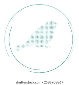 The bird sparrow symbol filled with teal dots. Pointillism style. Vector illustration on white background
