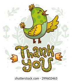 Bird speaking "Thank you", vector