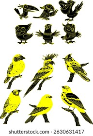 Bird species icons design sheet