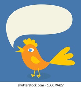 A bird with a speech bubble