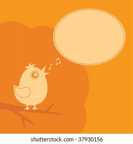 bird with speech cloud on orange  background