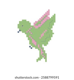 Bird with spread wings made in pixel art style wildlife, outdoors, nature, avian, side view, flight, fly, ornithology