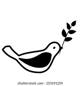 Bird with a sprig
