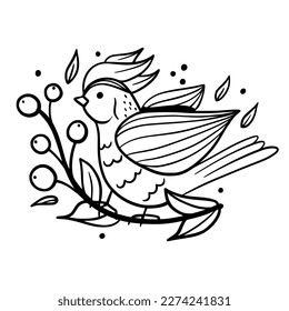 Bird. Spring bird. Coloring. Sketch. Hand drawing. For your design.