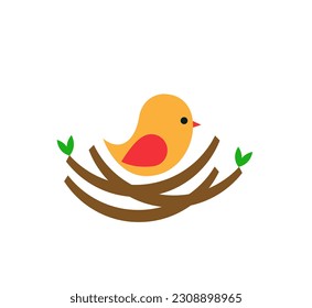 Bird with spring tree vector