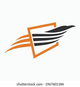 Bird with square icon logo vector template design
