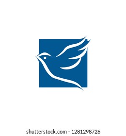 bird in a square with negative spaces logo vector icon template