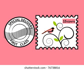 Bird stamp - layered for easy editing