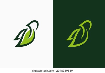 Bird stand leaf stylish elegant dove pigeon wings simple vector logo template