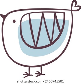 Bird Standing Doodle Vector Illustration