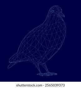 Bird is standing on a blue background. The bird is in a 3D form and he is a pigeon