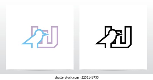 Bird Standing Outline Letter Logo Design W