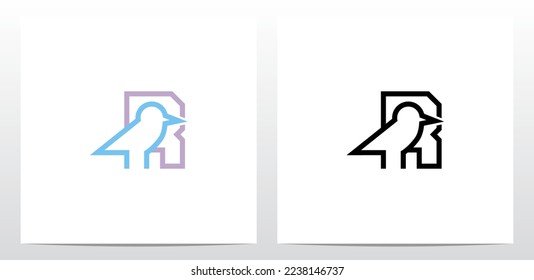 Bird Standing Outline Letter Logo Design R