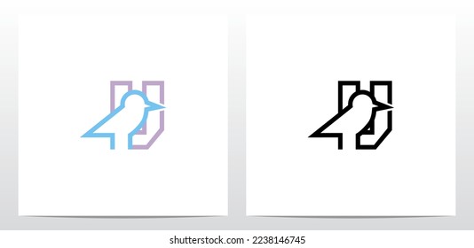 Bird Standing Outline Letter Logo Design V