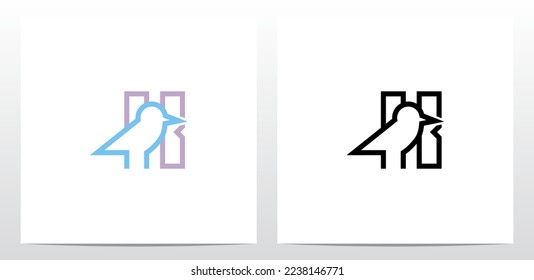 Bird Standing Outline Letter Logo Design K