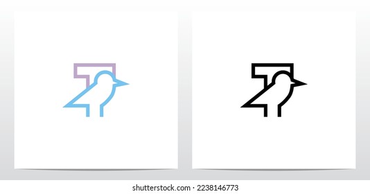 Bird Standing Outline Letter Logo Design T