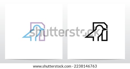 Bird Standing Outline Letter Logo Design N Foto stock © 