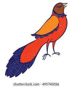 bird standing vector illustration, cartoon style, decorative, singing