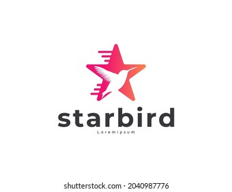 Bird and star modern logo design concept