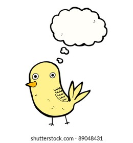bird staring with thought bubble