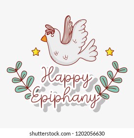 bird with stars and branches leaves to epiphany celebration