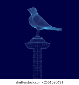 bird statue wireframe design vector illustration