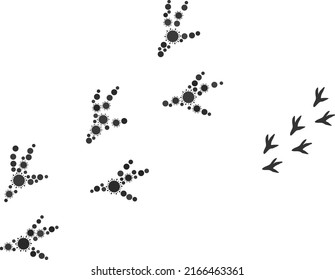 Bird steps mosaic icon. Vector mosaic is formed with random virulent items. Virus mosaic bird steps icon. Bird steps mosaic for breakout images.