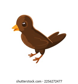 Bird sticker. Vector illustration of cute fall item. Cartoon bird isolated on white background. Autumn decor concept