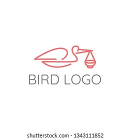 Bird stork logo design template