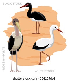 Bird Stork Set Cartoon Vector Illustration