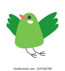 Bird with stretched wings flying, isolated birdie character with small beak and legs. Personage symbol of spring, nature and fauna of habitat. Outdoors avian animal in motion. Vector in flat style