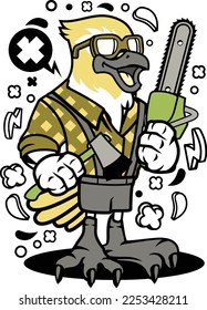 BIRD WITH STYLE CARTOON VECTOR DESIGN