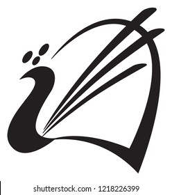 Bird. Stylized image of peacock. Logo template