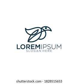 ilustración vectorial de diseño de logotipo de contorno estilizado de pájaro