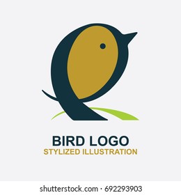 Bird stylized vector logo.